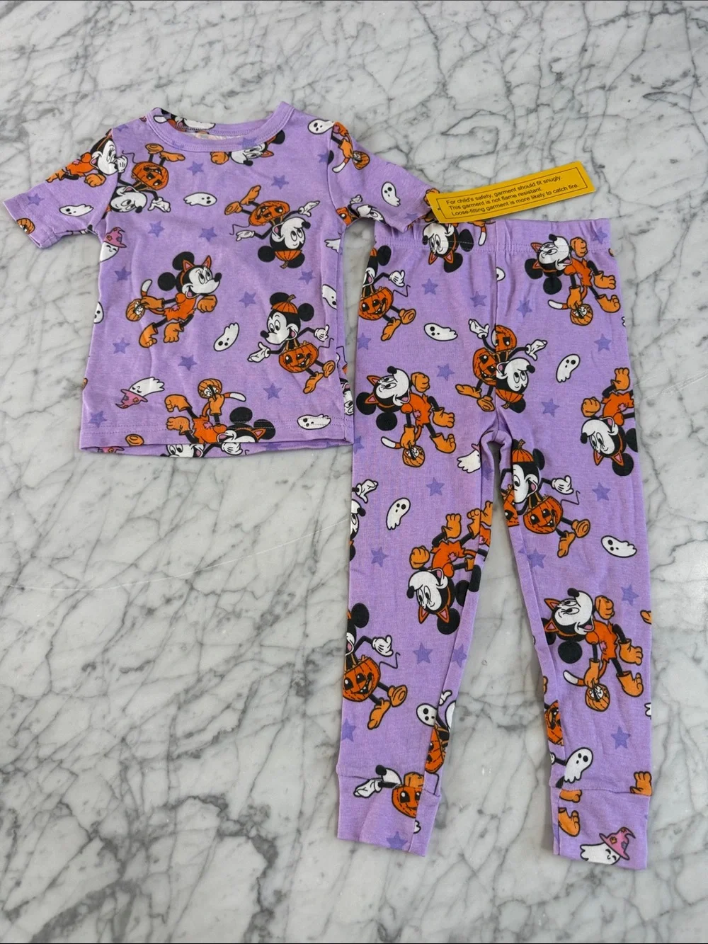 NWT Sz 4T Disney Mickey & Minnie Halloween Pajama Set Pumpkin